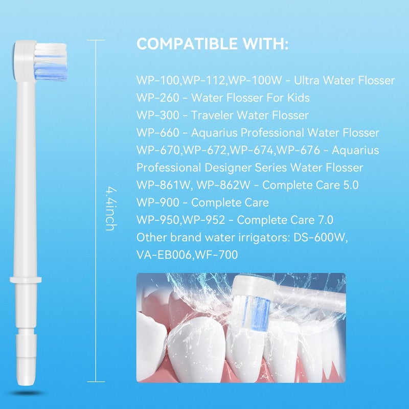Hwxtoxy Replacement Tips for Waterpik Aquarius Water Flosser Waterpik Toothbrush Replacement Heads Toothbrush and Oral Irrigators (6 Brush Head Tips) - Image 2